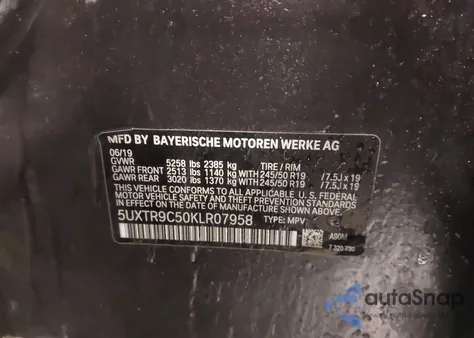 2019 BMW X3 xDrive30I from USA, damaged, VIN 5UXTR9C50KLR07958